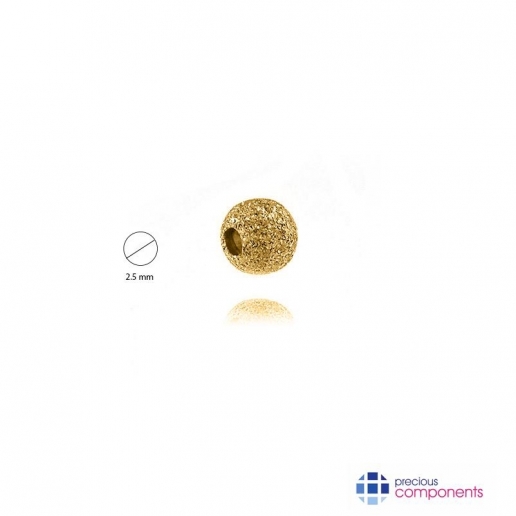 9K Yellow Gold Stardust Bead 2.5 mm 2 holes - Precious Components